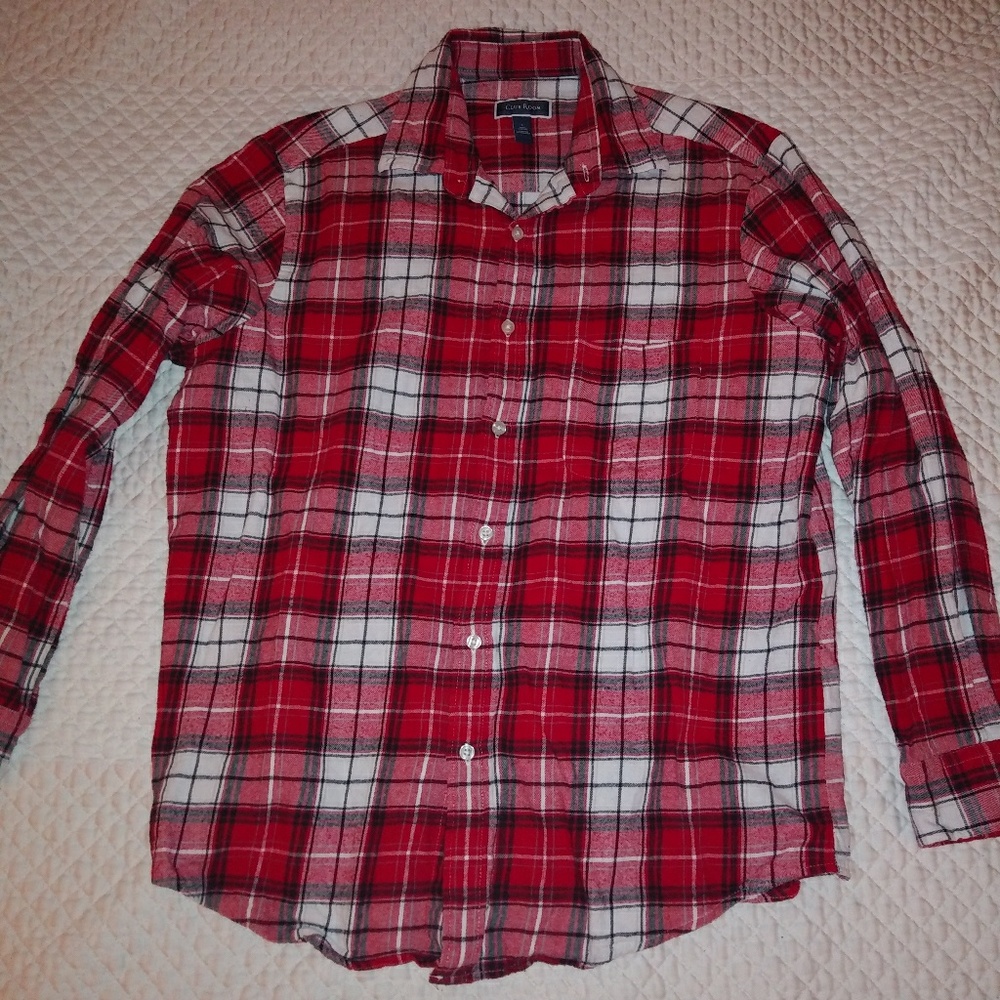 Club Room Mens Plaid Button Down Shirt - L